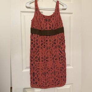 Betsey Johnson Y2K Chic Vintage Lace Overlay Dress in Terracotta and Brown